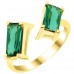 Χρυσό δαχτυλίδι Κ14 με πράσινα ορθογώνια ζιργκόν